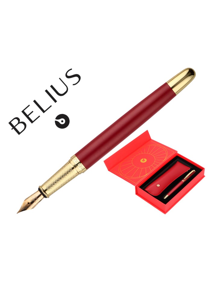 Pluma y estuche belius soiree color art deco granate y dorado tinta azul caja de diseño Pluma y estuche belius soiree color art deco granate y dorado tinta azul caja de diseño