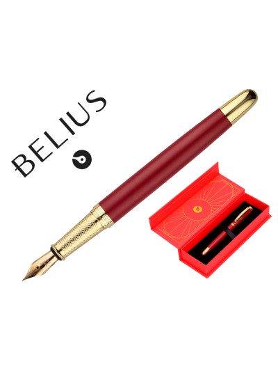 Pluma belius soiree aluminio color art deco granate y dorado tinta azul caja de diseño