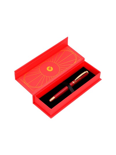 Pluma belius soiree aluminio color art deco granate y dorado tinta azul caja de diseño
