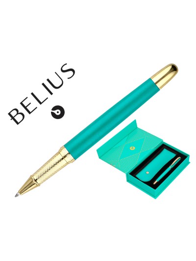 Boligrafo y estuche belius soiree color art deco turquesa y dorado tinta azul caja de diseño
