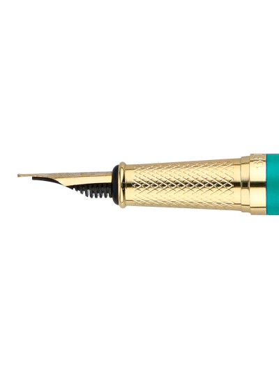 Pluma belius soiree aluminio color art deco turquesa y dorado tinta azul caja de diseño