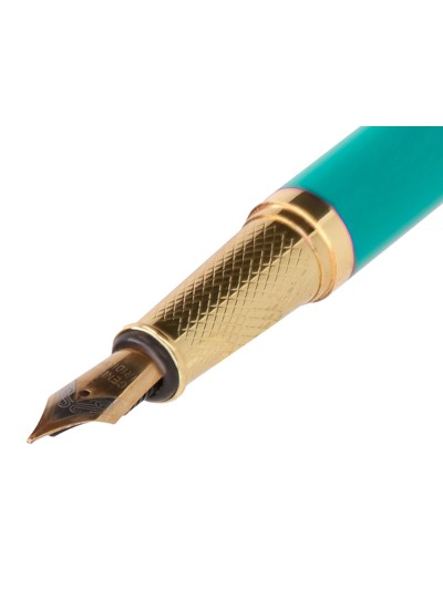 Pluma belius soiree aluminio color art deco turquesa y dorado tinta azul caja de diseño