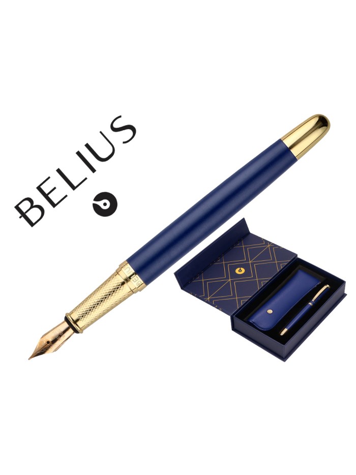 Pluma y estuche belius soiree color art deco azul marino y dorado tinta azul caja de diseño Pluma y estuche belius soiree color art deco azul marino y dorado tinta azul caja de diseño