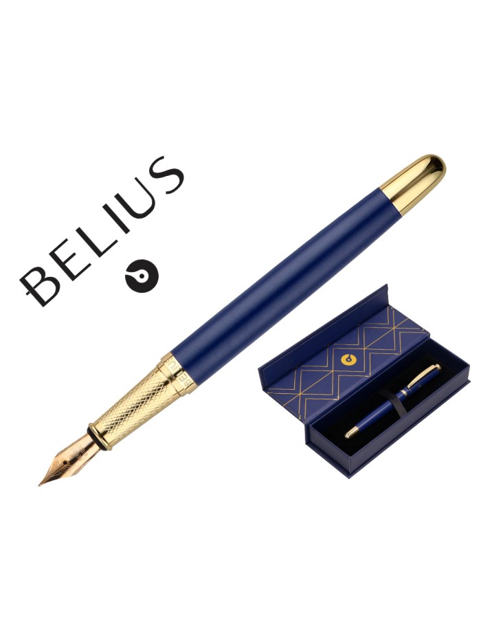 Pluma belius soiree aluminio color art deco azul marino y dorado tinta azul caja de diseño Pluma belius soiree aluminio color art deco azul marino y dorado tinta azul caja de diseño