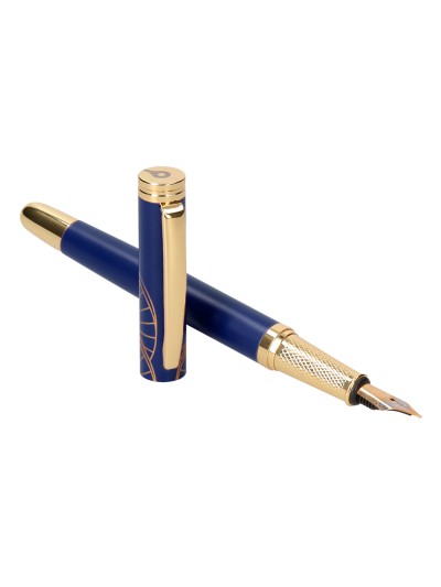 Pluma belius soiree aluminio color art deco azul marino y dorado tinta azul caja de diseño