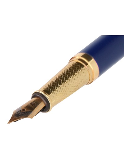 Pluma belius soiree aluminio color art deco azul marino y dorado tinta azul caja de diseño