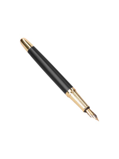 Pluma y estuche belius soiree color art deco negro y dorado tinta azul caja de diseño