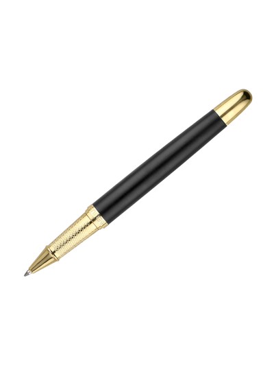 Boligrafo belius soiree aluminio color art deco negro y dorado tinta azul caja de diseño