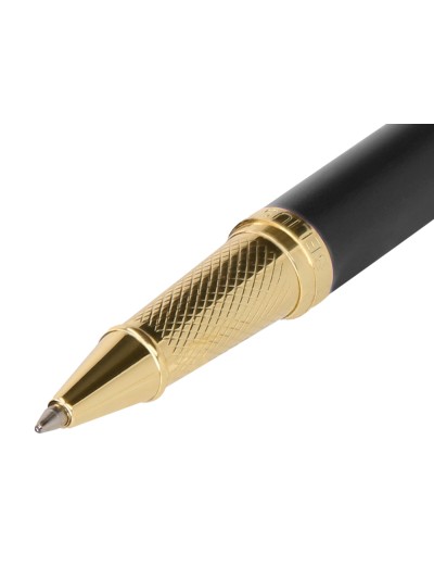 Boligrafo belius soiree aluminio color art deco negro y dorado tinta azul caja de diseño