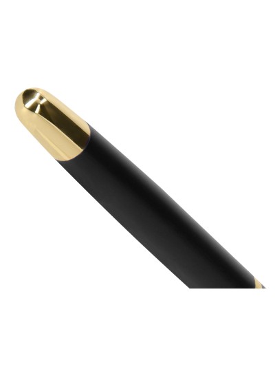Boligrafo belius soiree aluminio color art deco negro y dorado tinta azul caja de diseño