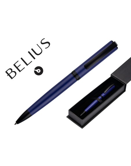 Boligrafo belius turbo aluminio color azul y negro tinta azul caja de diseño