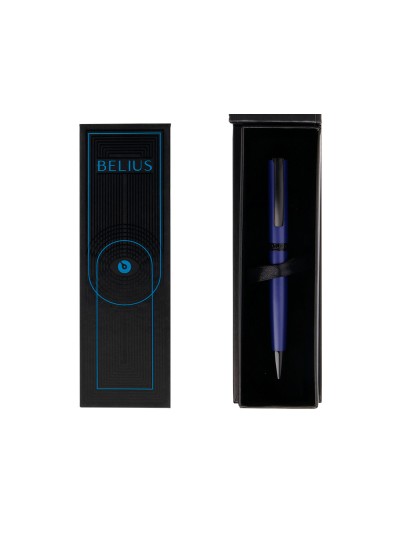 Boligrafo belius turbo aluminio color azul y negro tinta azul caja de diseño