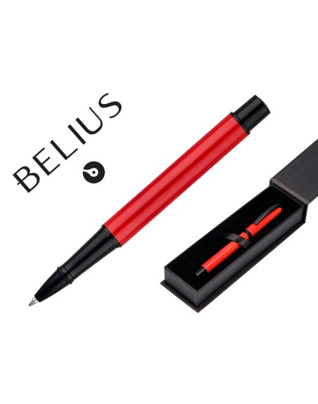 Roller belius turbo aluminio color rojo y negro tinta azul caja de diseño