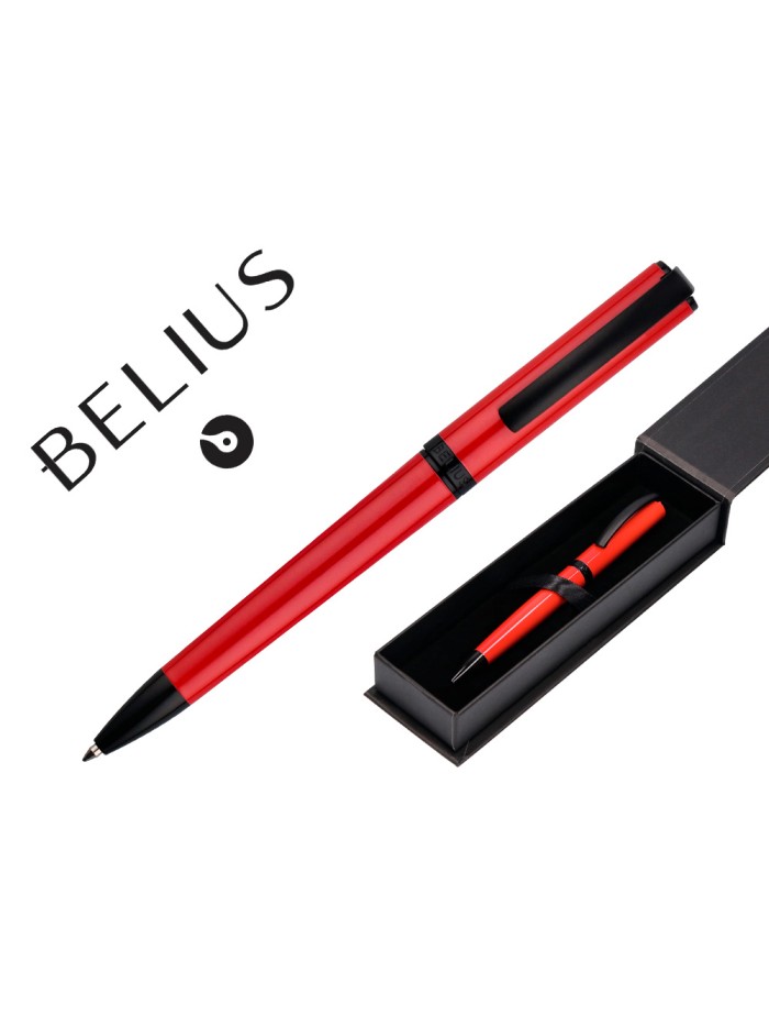 Boligrafo belius turbo aluminio color rojo y negro tinta azul caja de diseño Boligrafo belius turbo aluminio color rojo y negro tinta azul caja de diseño