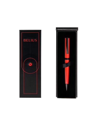 Boligrafo belius turbo aluminio color rojo y negro tinta azul caja de diseño