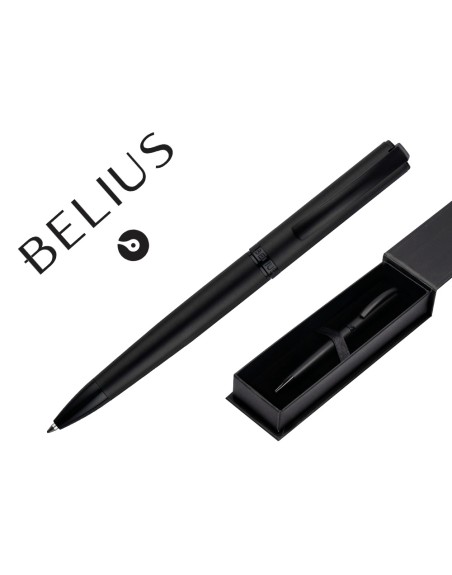 Boligrafo belius turbo aluminio color negro tinta azul caja de diseño