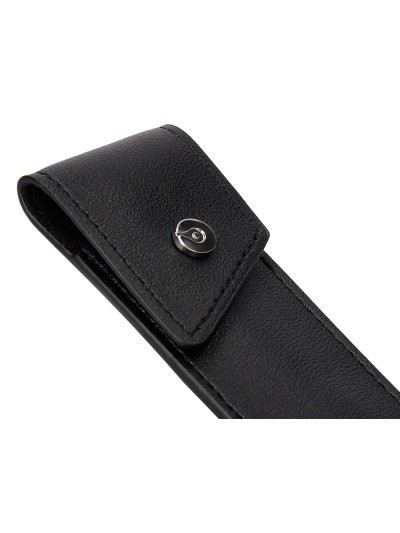 Pluma y estuche belius turbo aluminio textura punteada color negro y plateado tinta azul caja de diseño
