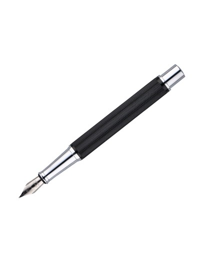 Pluma y estuche belius turbo aluminio textura punteada color negro y plateado tinta azul caja de diseño