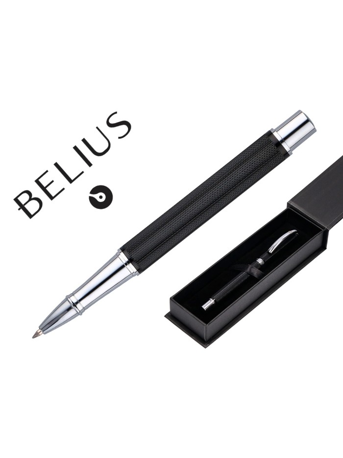 Roller belius turbo aluminio textura punteada color negro y plateado tinta azul caja de diseño Roller belius turbo aluminio textura punteada color negro y plateado tinta azul caja de diseño