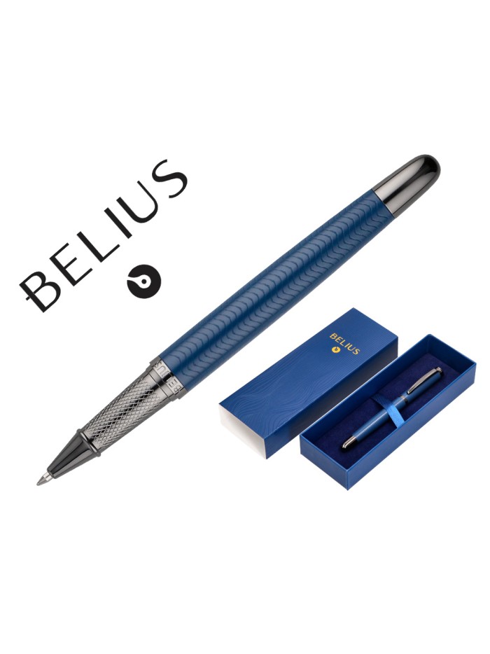 Boligrafo belius neptuno aluminio textura wavy color azul marino tinta azul caja de diseño Boligrafo belius neptuno aluminio textura wavy color azul marino tinta azul caja de diseño