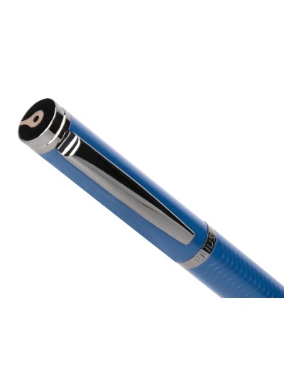 Boligrafo belius neptuno aluminio textura wavy color azul marino tinta azul caja de diseño