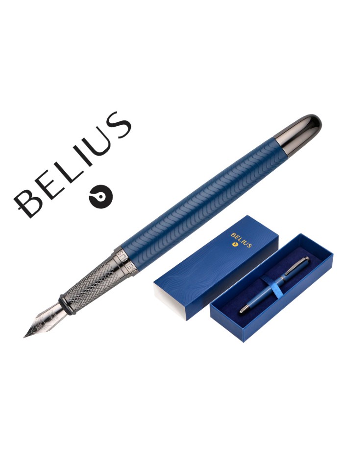 Pluma belius neptuno aluminio textura wavy color azul marino tinta azul caja de diseño Pluma belius neptuno aluminio textura wavy color azul marino tinta azul caja de diseño