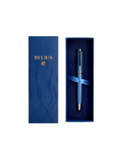Pluma belius neptuno aluminio textura wavy color azul marino tinta azul caja de diseño