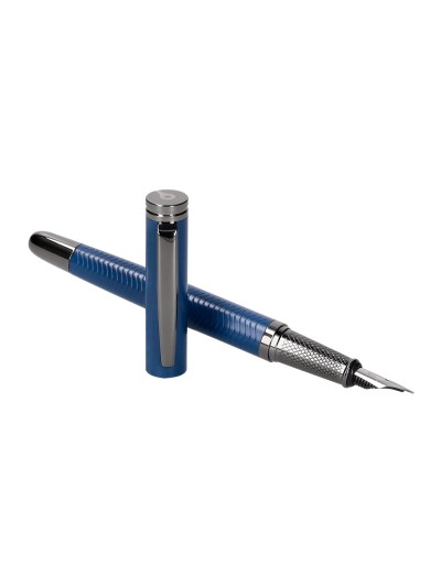 Pluma belius neptuno aluminio textura wavy color azul marino tinta azul caja de diseño