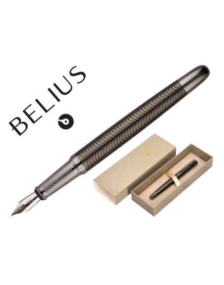 Pluma belius neptuno aluminio textura wavy color caqui tinta azul caja de diseño
