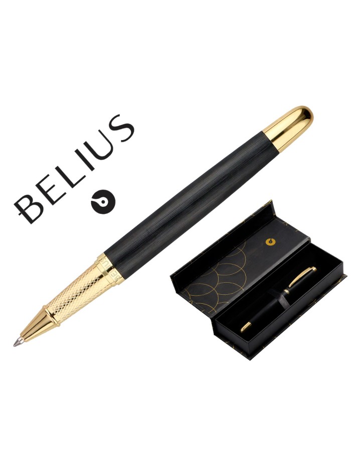 Boligrafo belius passion dor aluminio textura cepillada color negro y dorado tinta azul caja de diseño Boligrafo belius passion dor aluminio textura cepillada color negro y dorado tinta azul caja de diseño