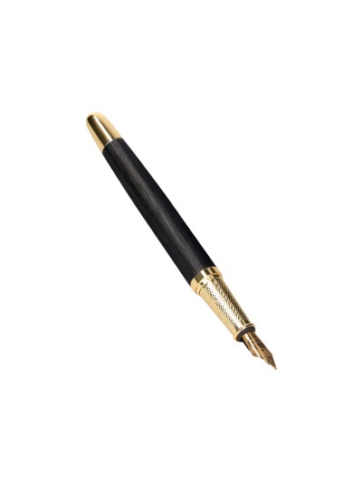 Pluma belius passion dor aluminio textura cepillada color negro y dorado tinta azul caja de diseño