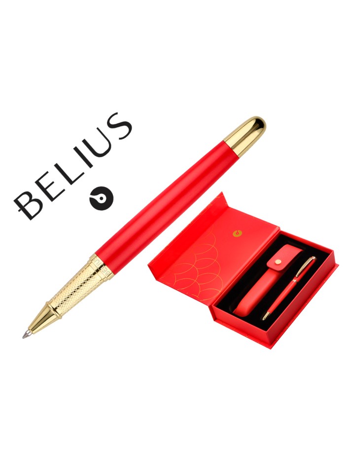 Boligrafo y estuche belius passion dor aluminio textura cepillada color rojo y dorado tinta azul caja de diseño Boligrafo y estuche belius passion dor aluminio textura cepillada color rojo y dorado tinta azul caja de diseño
