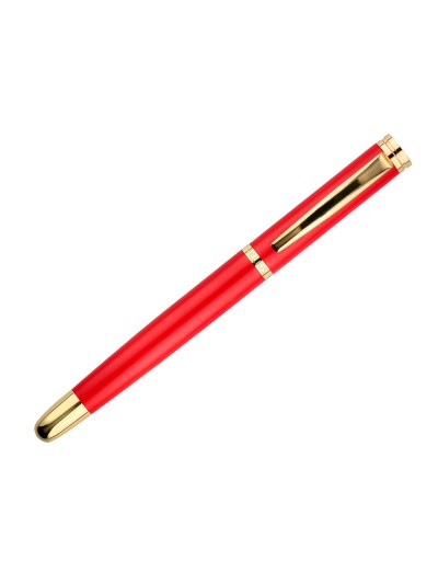 Boligrafo belius passion dor aluminio textura cepillada color rojo y dorado tinta azul caja de diseño