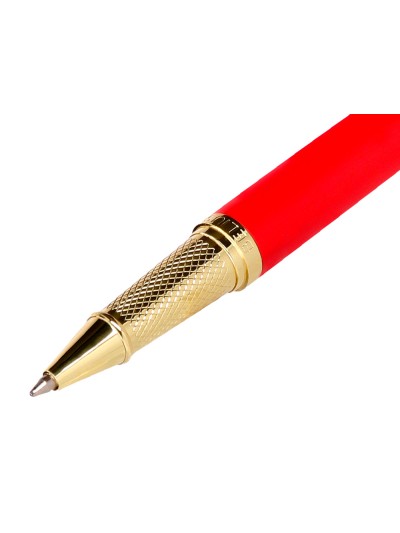 Boligrafo belius passion dor aluminio textura cepillada color rojo y dorado tinta azul caja de diseño