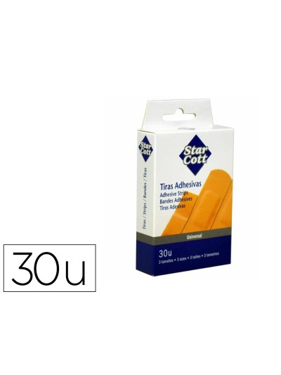 Tira protectora star cott flexible para heridas y cortes caja de 30 unidades tres tamaños surtidos