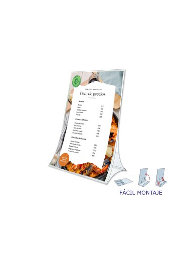 Expositor sobremesa archivo 2000 plegable pet 100% reciclable din a5 vertical transparente 90x150x210 mm