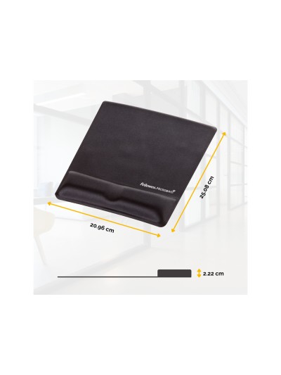Alfombrilla para raton fellowes canal health-v negra con reposamuñecas de gel 222x209,6x251 mm