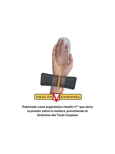 Alfombrilla para raton fellowes canal health-v negra con reposamuñecas de gel 222x209,6x251 mm