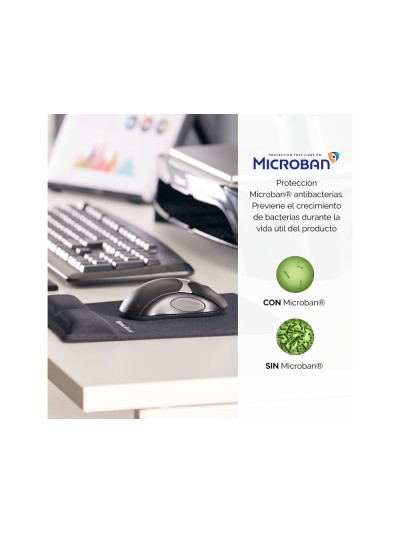 Alfombrilla para raton fellowes canal health-v negra con reposamuñecas de gel 222x209,6x251 mm