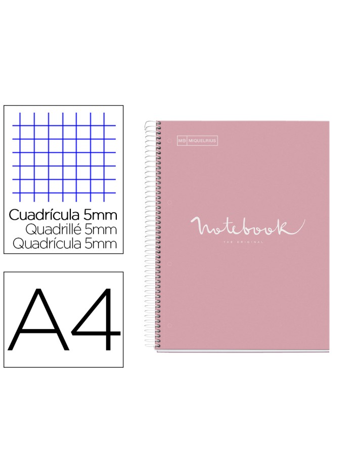 Cuaderno espiral miquelrius notebook 1 emotions tapa forrada din a4 microperforado 80 hojas 90g/m2 cuadro 5 mm Cuaderno espiral miquelrius notebook 1 emotions tapa forrada din a4 microperforado 80 hojas 90g/m2 cuadro 5 mm