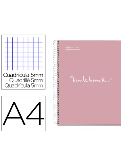 Cuaderno espiral miquelrius notebook 1 emotions tapa forrada din a4 microperforado 80 hojas 90g/m2 cuadro 5 mm