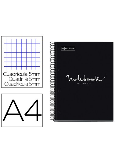 Cuaderno espiral miquelrius notebook 1 emotions tapa forrada din a4 microperforado 80 hojas 90g/m2 cuadro 5 mm