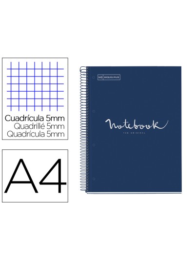Cuaderno espiral miquelrius notebook 1 emotions tapa forrada din a4 microperforado 80 hojas 90g/m2 cuadro 5 mm