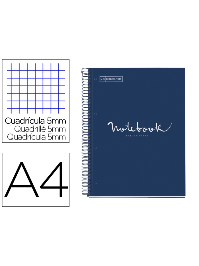 Cuaderno espiral miquelrius notebook 1 emotions tapa forrada din a4 microperforado 80 hojas 90g/m2 cuadro 5 mm Cuaderno espiral miquelrius notebook 1 emotions tapa forrada din a4 microperforado 80 hojas 90g/m2 cuadro 5 mm