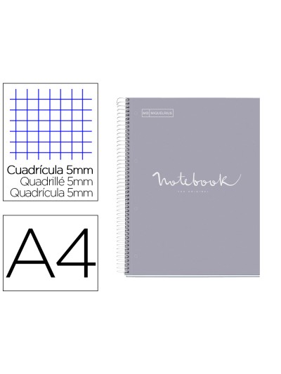 Cuaderno espiral miquelrius notebook 1 emotions tapa forrada din a4 microperforado 80 hojas 90g/m2 cuadro 5 mm