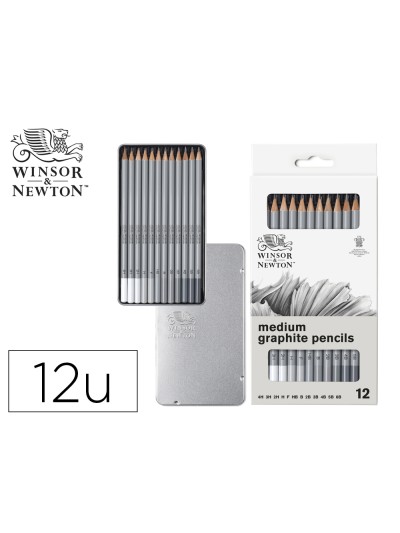 Lapices de grafito winsor&newton studio coleccion caja metalica con 12 unidades graduaciones surtidas