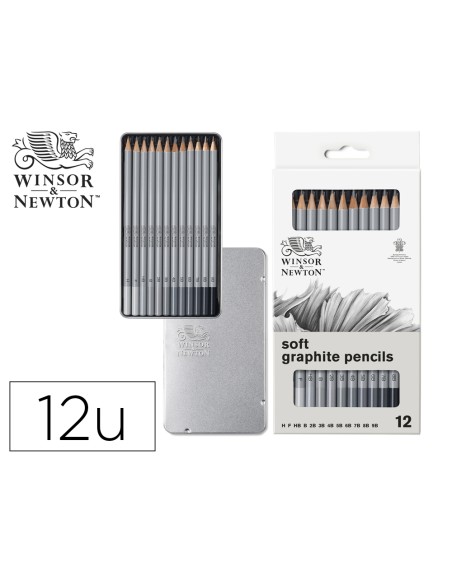 Lapices de grafito winsor&newton studio coleccion caja metalica con 12 unidades graduaciones surtidas