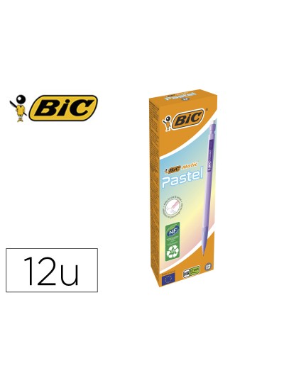 Portaminas bic matic pastel 0,7 mm caja de 12 unidades colores surtidos