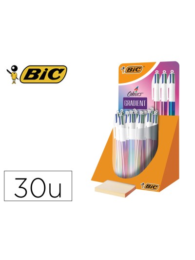 Boligrafo bic cuatro colores gradiente expositor de 30 unidades colores surtidos