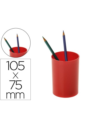 Cubilete portalapices archivo 2000 rojo opaco plastico 100% reciclado diametro 75 mm alto 105 mm